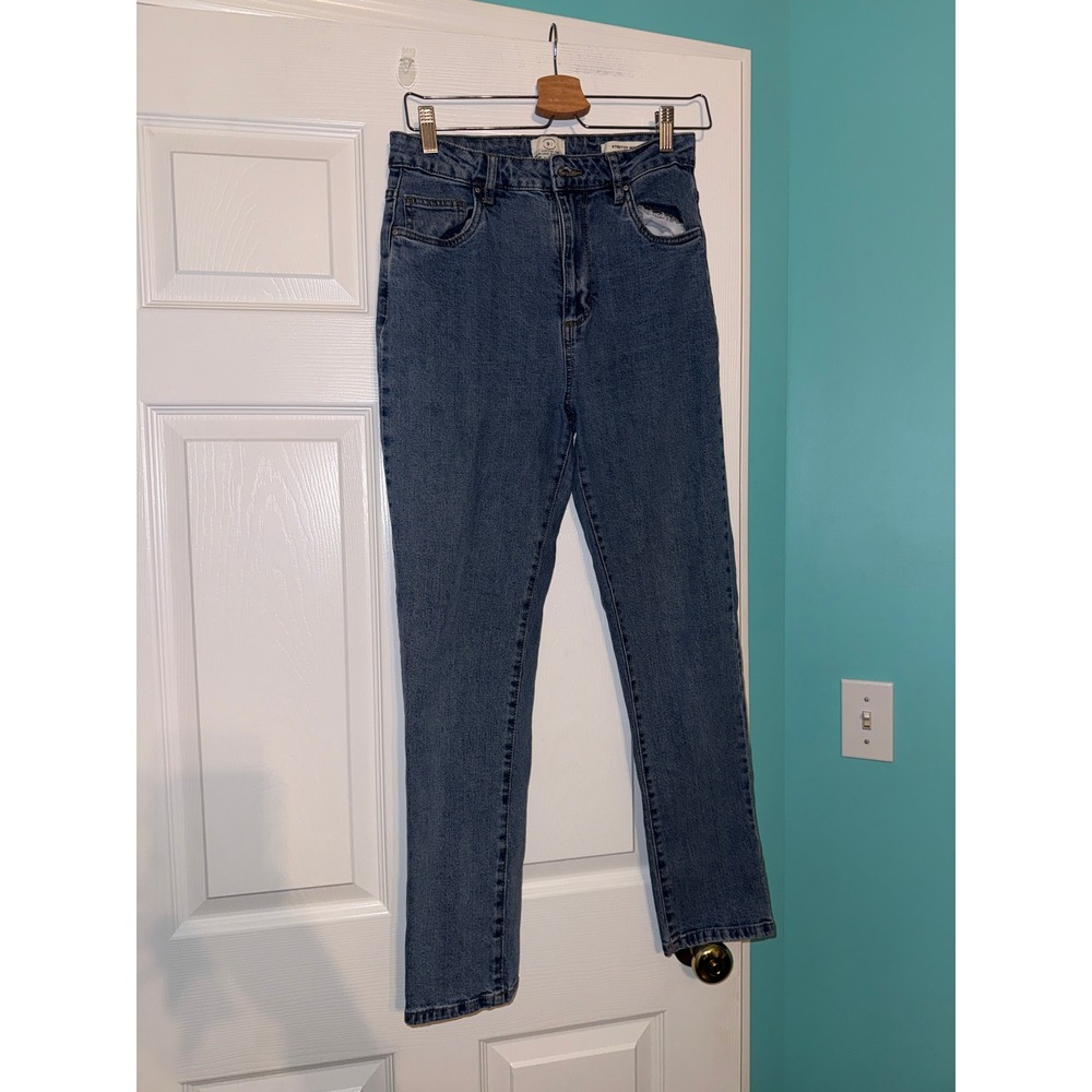 Cotton On 91 Stretch Mom Jeans Blue High Waisted Straight Leg Womens Size 6